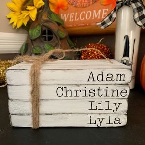 Personalized Stacked Books Wood Decor Handmade